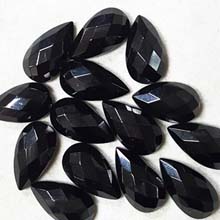 10X18MM FACETED PEAR CABOCHON BLACK ONYX(8PCS/BAG)